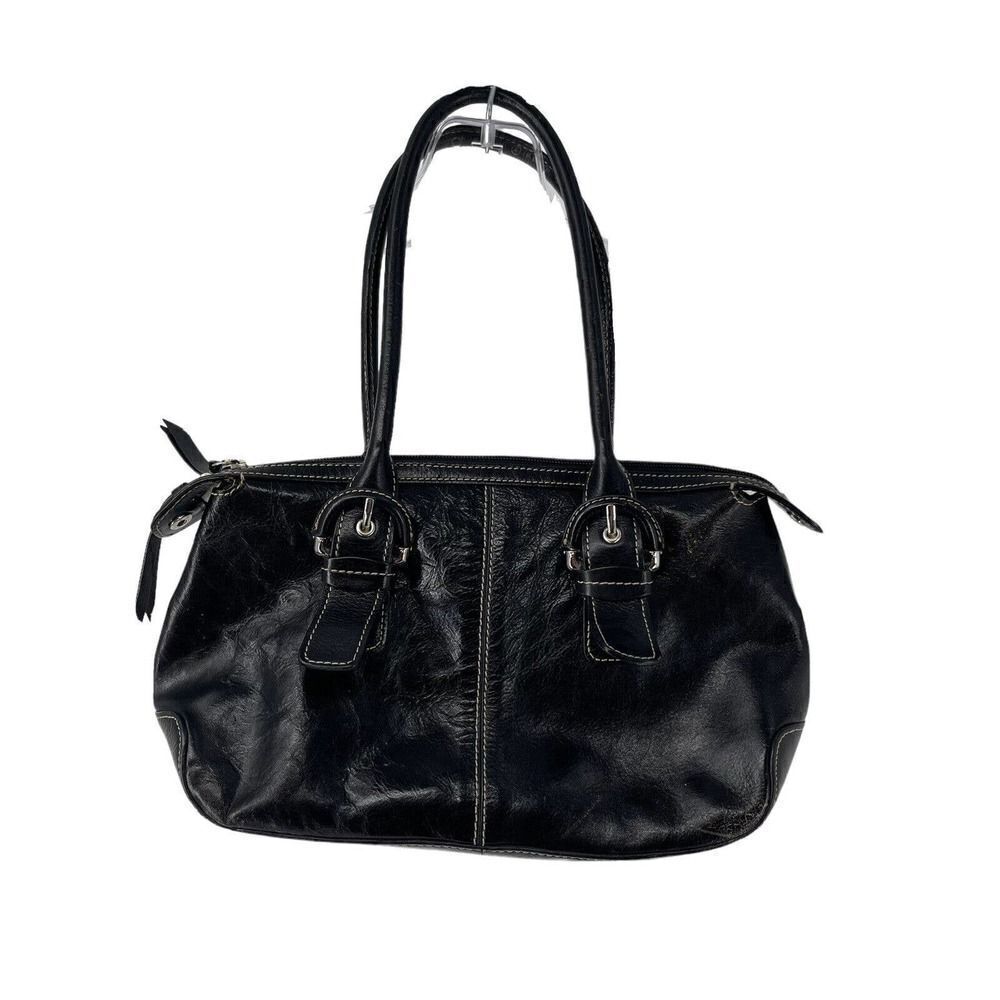 Etienne Aigner Handbag Black Leather Shoulder Bag Purse Zip Closure Classic Bag